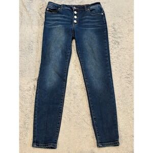 Tahari Amelia Jeans Womens 6/28 Button Fly Skinny Dark Wash Blue Denim Stretch